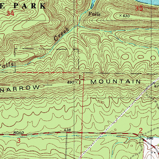 Topographic Map of Narrow Mountain, AR