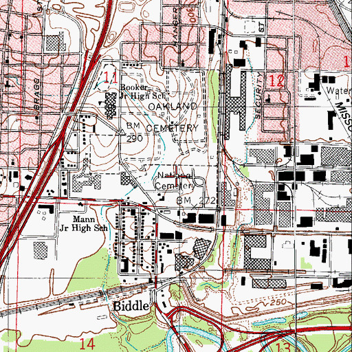 Topographic Map of Little Rock National Cemetery, AR