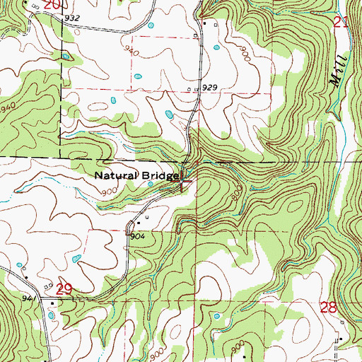 Topographic Map of Ralph Natural Bridge, AR