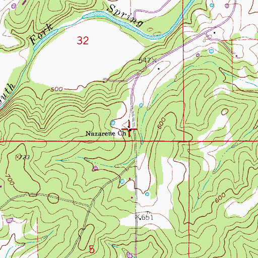 Topographic Map of Nazarene Church, AR