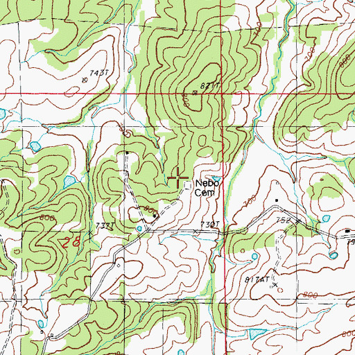 Topographic Map of Nebo Cemetery, AR