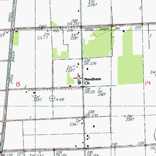 Topographic Map of Needham Church, AR