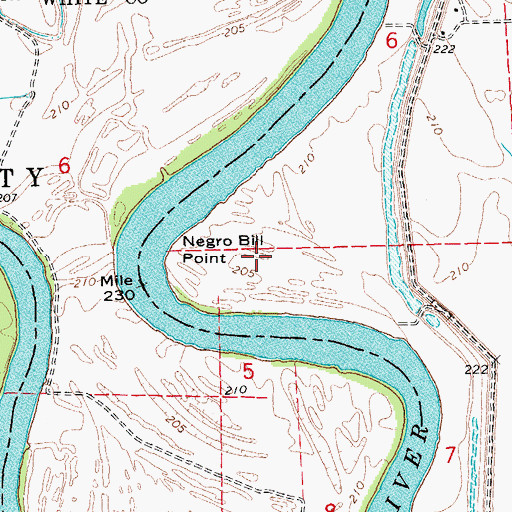 Topographic Map of Negro Bill Point, AR