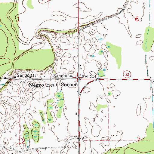 Topographic Map of Negro Head Corner, AR