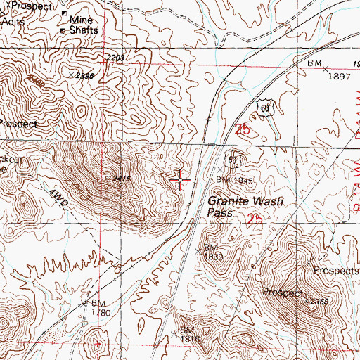 Topographic Map of Granite Wash Pass, AZ