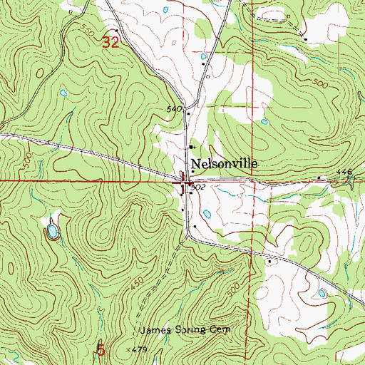 Topographic Map of Nelsonville, AR