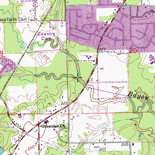 Topographic Map of Nevins Creek, AR