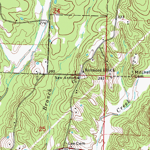 Topographic Map of New Antioch Church, AR