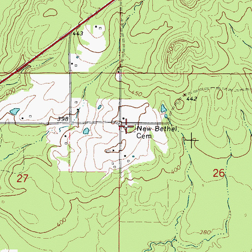 Topographic Map of New Bethel Cemetery, AR