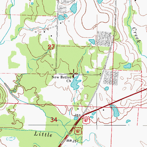 Topographic Map of New Bethel Church, AR