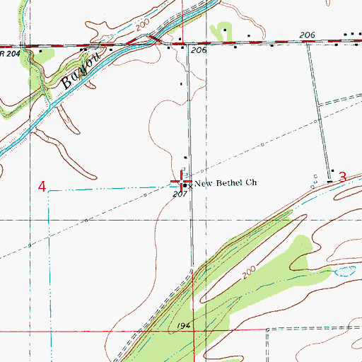 Topographic Map of New Bethel Church, AR