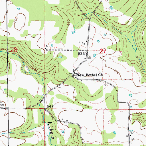 Topographic Map of New Bethel Church, AR