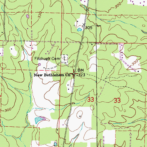 Topographic Map of New Bethlehem Church, AR