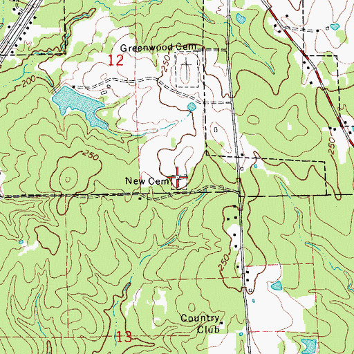 Topographic Map of New Cemetery, AR