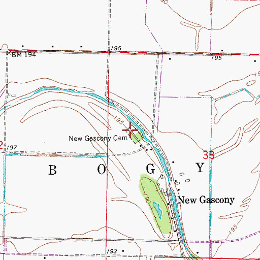 Topographic Map of New Gascony Cemetery, AR