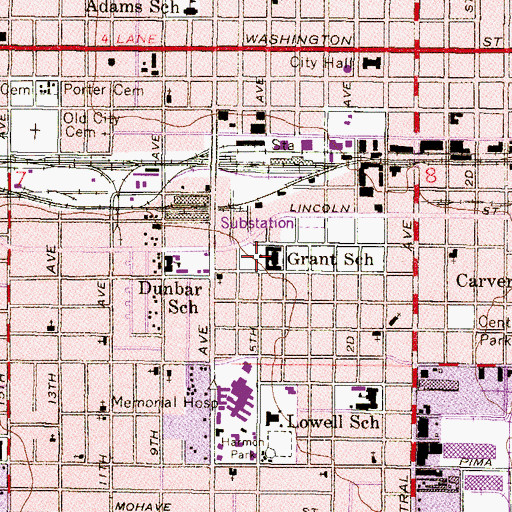 Topographic Map of Grant School, AZ