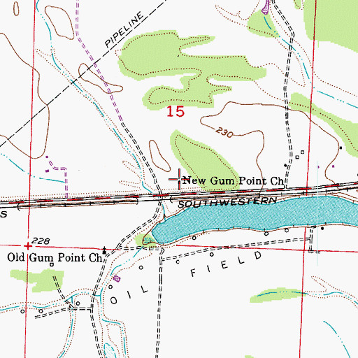 Topographic Map of New Gum Point Church, AR