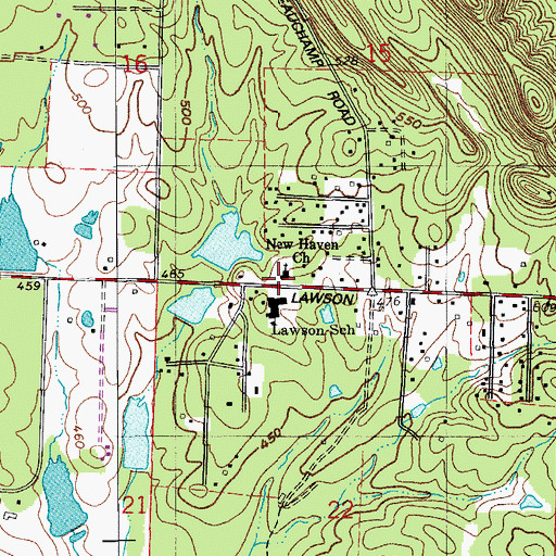 Topographic Map of New Haven Church, AR