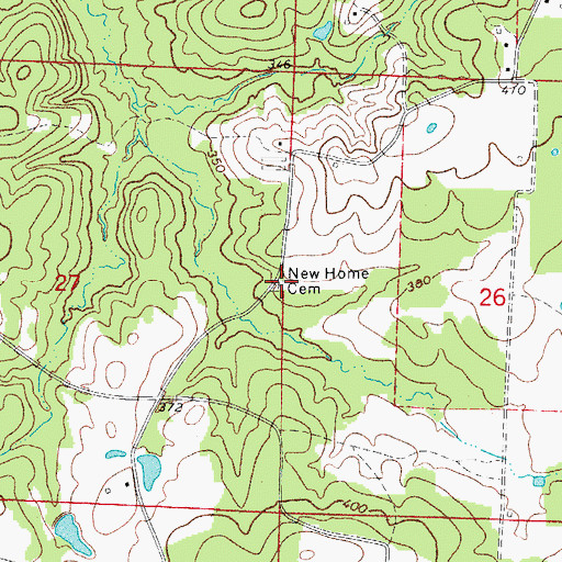 Topographic Map of New Home Cemetery, AR