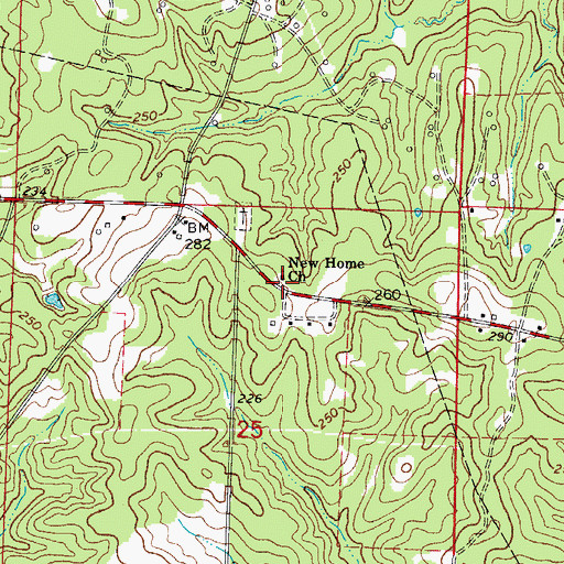 Topographic Map of New Home Church, AR
