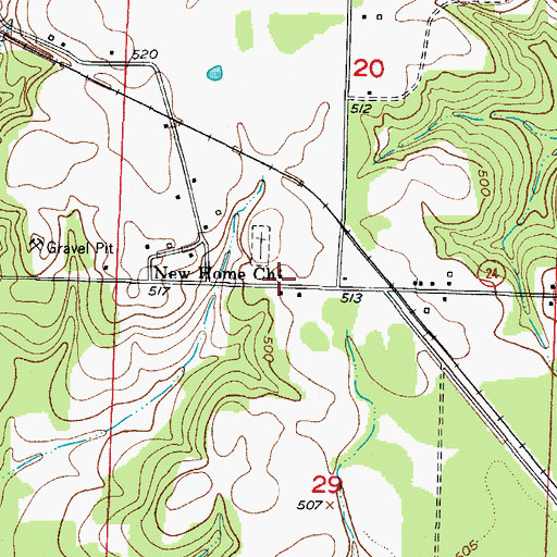 Topographic Map of New Home Church, AR