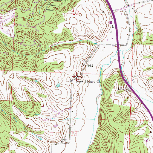 Topographic Map of New Home Church, AR