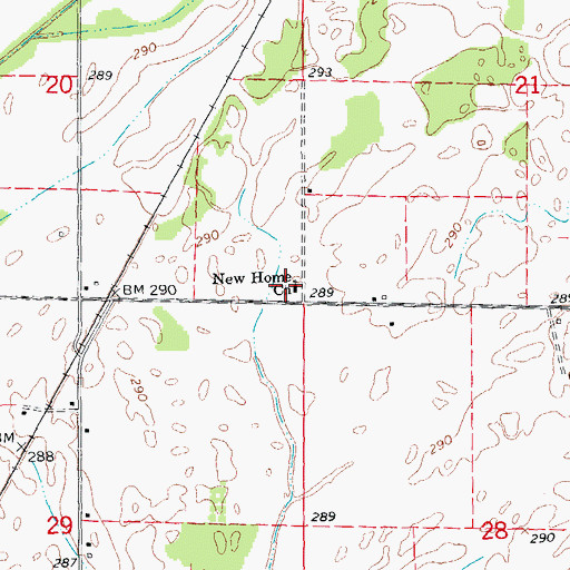 Topographic Map of New Home Church, AR