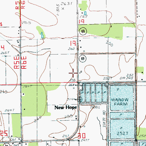 Topographic Map of New Hope, AR