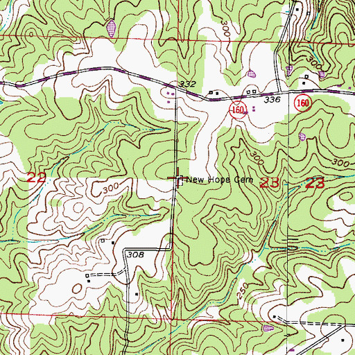 Topographic Map of New Hope Cemetery, AR