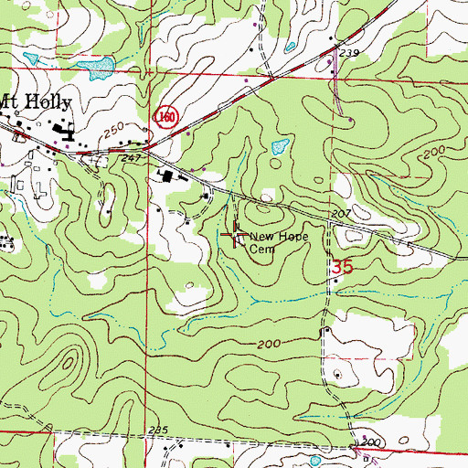 Topographic Map of New Hope Cemetery, AR