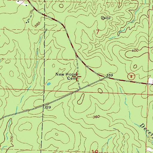 Topographic Map of New Hope Cemetery, AR