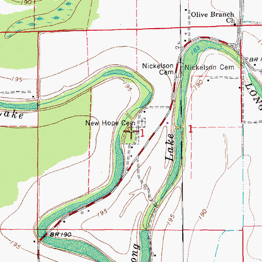 Topographic Map of New Hope Cemetery, AR