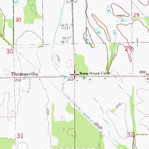 Topographic Map of New Hope Cemetery, AR