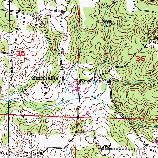Topographic Map of New Hope Church, AR