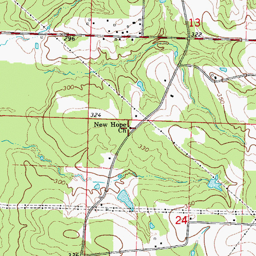Topographic Map of New Hope Church, AR