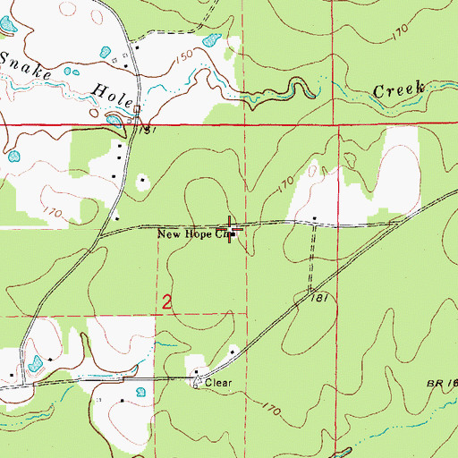 Topographic Map of New Hope Church, AR