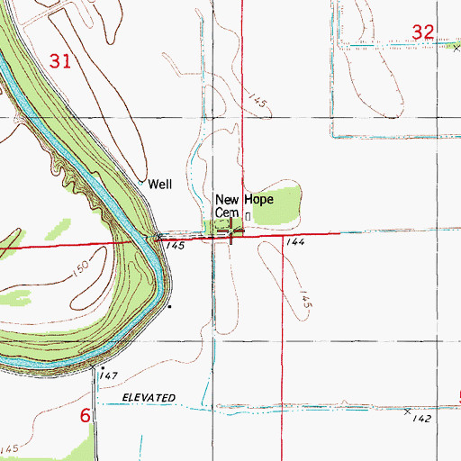 Topographic Map of New Hope Church, AR