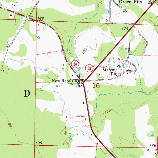 Topographic Map of New Hope Church, AR