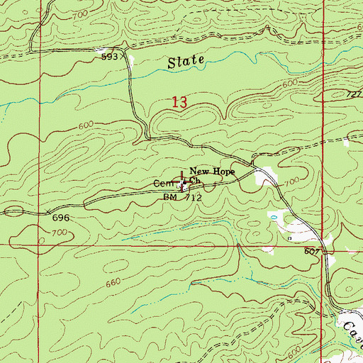 Topographic Map of New Hope Church, AR