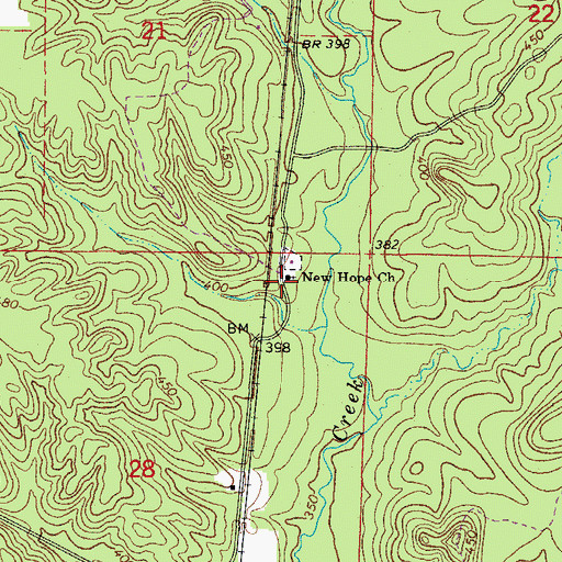 Topographic Map of New Hope Church, AR