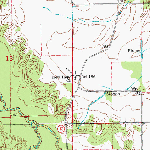 Topographic Map of New Hope Church, AR