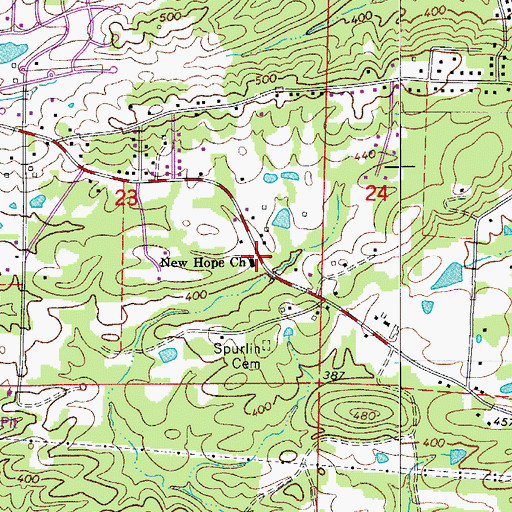 Topographic Map of New Hope Church, AR