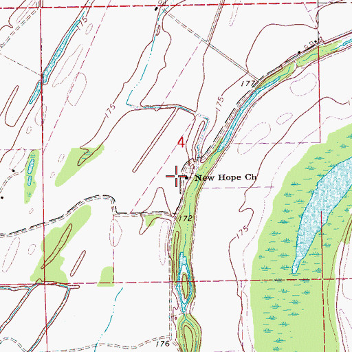 Topographic Map of New Hope Church, AR