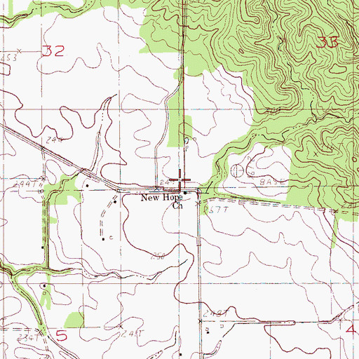 Topographic Map of New Hope Church, AR