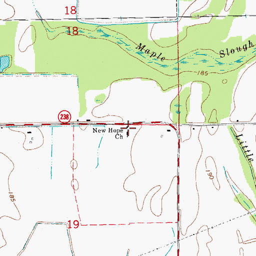 Topographic Map of New Hope Church, AR