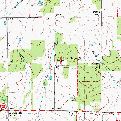 Topographic Map of New Hope Church, AR