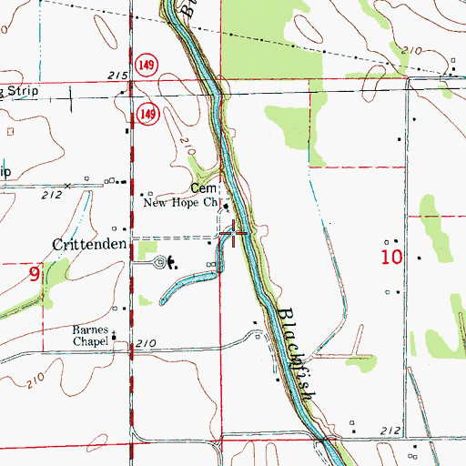 Topographic Map of New Hope Church, AR