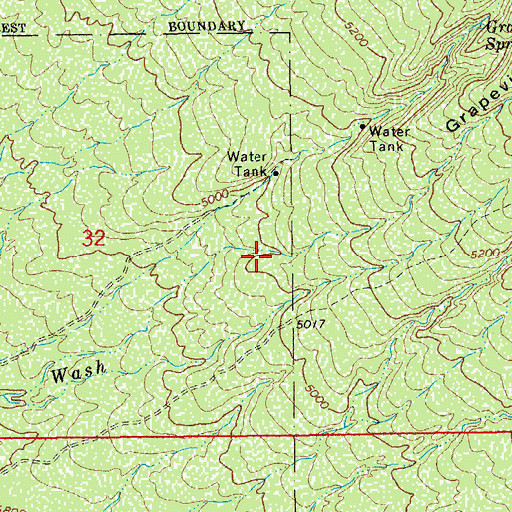Topographic Map of Grapevine Canyon, AZ