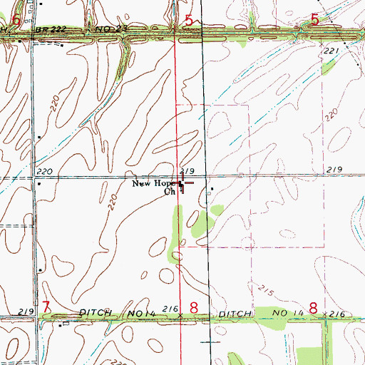 Topographic Map of New Hope Church, AR