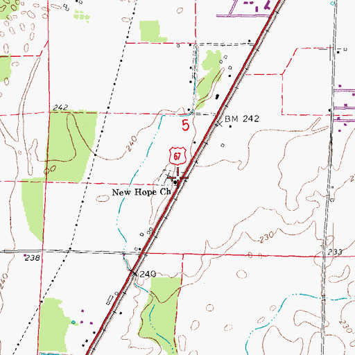 Topographic Map of New Hope Church, AR